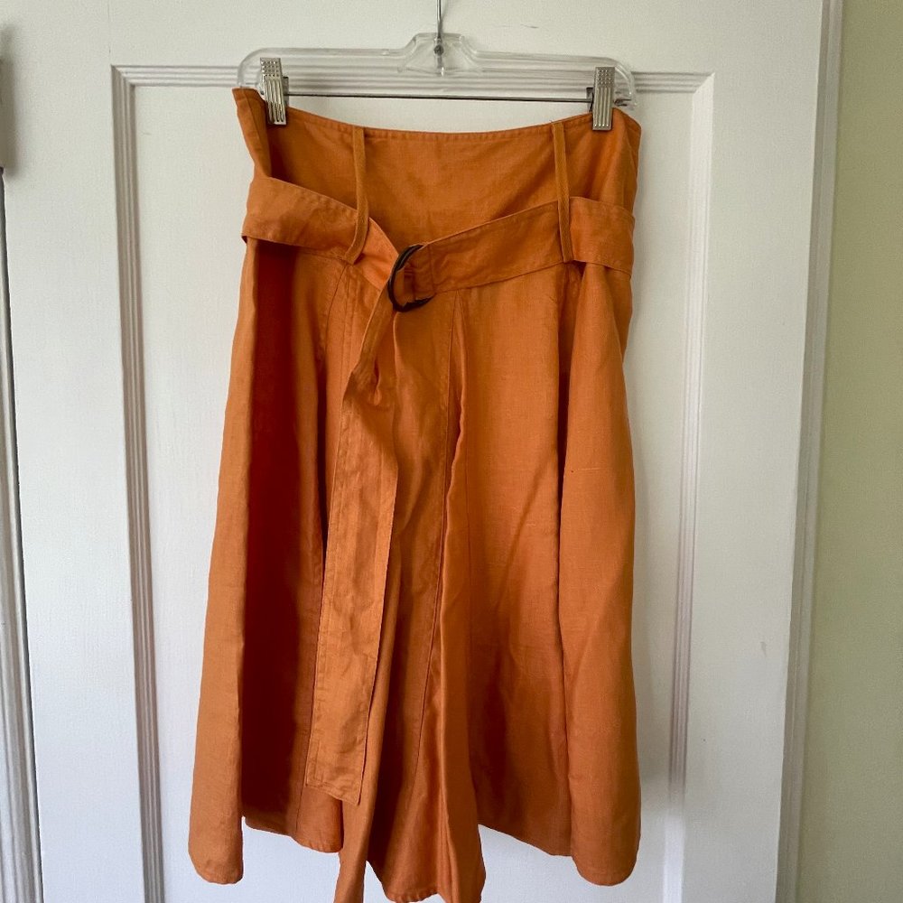 Linen Skirt, Gored Orange Linen by Autograph New York Size 4